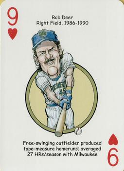 2007 Hero Decks Milwaukee Brewers Baseball Heroes Playing Cards #9♥ Rob Deer Front