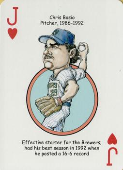 2007 Hero Decks Milwaukee Brewers Baseball Heroes Playing Cards #J♥ Chris Bosio Front