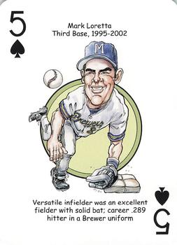 2007 Hero Decks Milwaukee Brewers Baseball Heroes Playing Cards #5♠ Mark Loretta Front