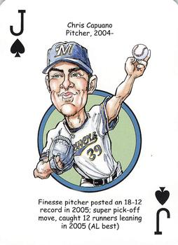 2007 Hero Decks Milwaukee Brewers Baseball Heroes Playing Cards #J♠ Chris Capuano Front