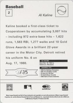 2005 Leaf - Sportscasters 35 Teal Fielding-Bat #2 Al Kaline Back