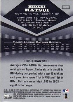 2006 Topps Triple Threads #1 Hideki Matsui Back