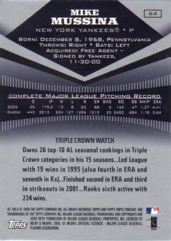 2006 Topps Triple Threads #64 Mike Mussina Back
