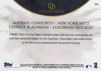 2018 Topps On-Demand Dynamic Duals - Position Players #PP5 Michael Conforto / Charlie Blackmon Back