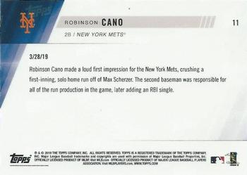 2019 Topps Now #11 Robinson Cano Back