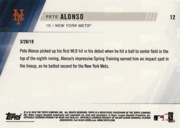 2019 Topps Now #12 Pete Alonso Back