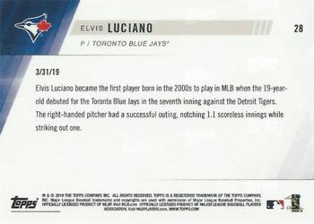 2019 Topps Now #28 Elvis Luciano Back