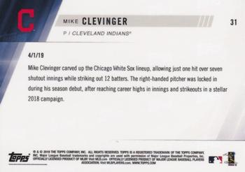2019 Topps Now #31 Mike Clevinger Back
