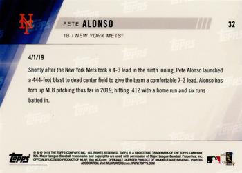 2019 Topps Now #32 Pete Alonso Back