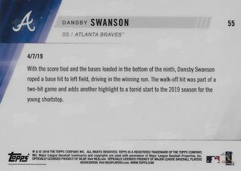 2019 Topps Now #55 Dansby Swanson Back