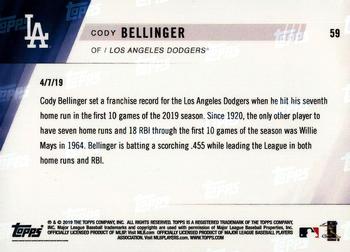 2019 Topps Now #59 Cody Bellinger Back