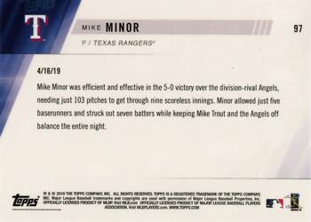 2019 Topps Now #97 Mike Minor Back