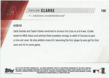 2019 Topps Now #108 Taylor Clarke Back