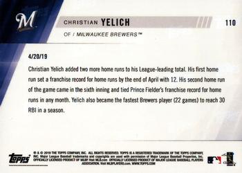 2019 Topps Now #110 Christian Yelich Back
