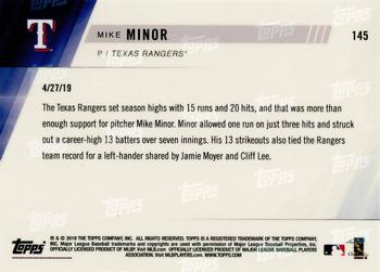 2019 Topps Now #145 Mike Minor Back