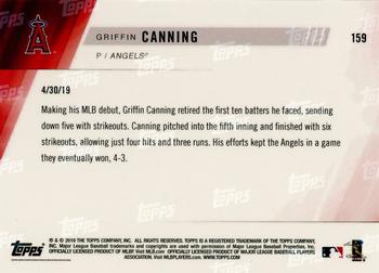 2019 Topps Now #159 Griffin Canning Back