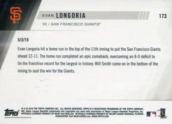 2019 Topps Now #173 Evan Longoria Back