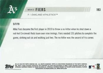 2019 Topps Now #193 Mike Fiers Back