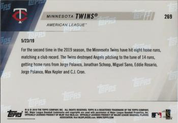2019 Topps Now #269 Minnesota Twins Back