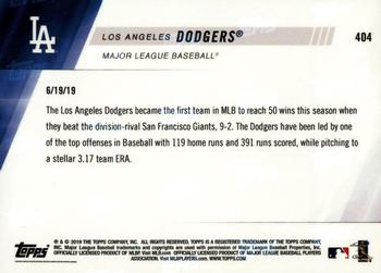2019 Topps Now #404 Los Angeles Dodgers Back
