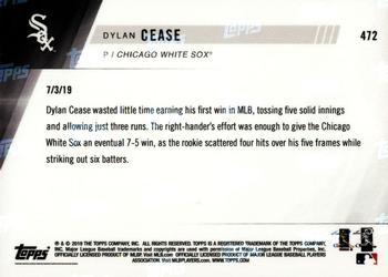 2019 Topps Now #472 Dylan Cease Back