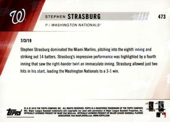 2019 Topps Now #473 Stephen Strasburg Back