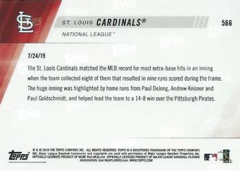 2019 Topps Now #566 St. Louis Cardinals Back