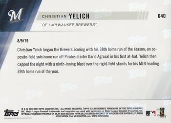 2019 Topps Now #640 Christian Yelich Back