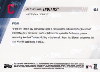 2019 Topps Now #692 Cleveland Indians Back