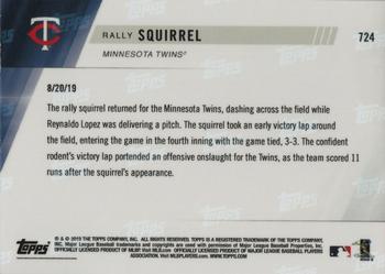 2019 Topps Now #724 Rally Squirrel Back