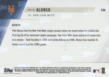 2019 Topps Now #744 Pete Alonso Back