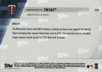 2019 Topps Now #774 Minnesota Twins Back