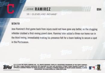 2019 Topps Now #894 Jose Ramirez Back
