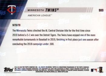 2019 Topps Now #900 Minnesota Twins Back