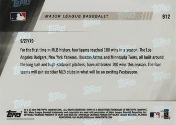 2019 Topps Now #912 Major League Baseball Back