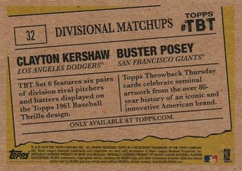 2019 Topps Throwback Thursday #32 Clayton Kershaw / Buster Posey Back