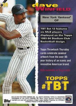 2019 Topps Throwback Thursday #69 Dave Winfield Back