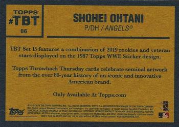 2019 Topps Throwback Thursday #86 Shohei Ohtani Back