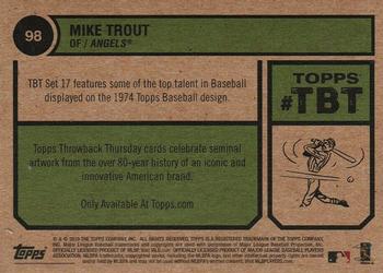 2019 Topps Throwback Thursday #98 Mike Trout Back