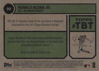 2019 Topps Throwback Thursday #99 Ronald Acuna Jr. Back