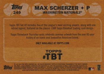 2019 Topps Throwback Thursday #249 Max Scherzer Back