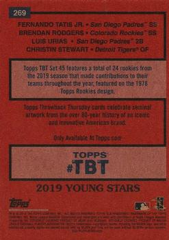 2019 Topps Throwback Thursday #269 Fernando Tatis Jr. / Brendan Rodgers / Luis Urias / Christin Stewart Back