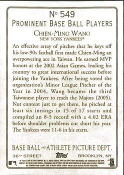 2006 Topps Turkey Red #549 Chien-Ming Wang Back