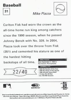 2005 Leaf - Sportscasters 40 Orange Fielding-Ball #31 Mike Piazza Back