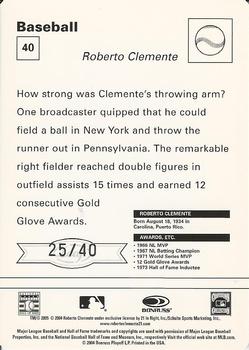 2005 Leaf - Sportscasters 40 Orange Fielding-Ball #40 Roberto Clemente Back