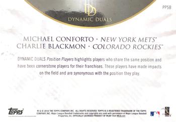 2018 Topps On-Demand Dynamic Duals - Position Players Red #PP5B Michael Conforto / Charlie Blackmon Back