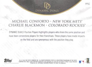 2018 Topps On-Demand Dynamic Duals - Position Players Black #PP5C Michael Conforto / Charlie Blackmon Back