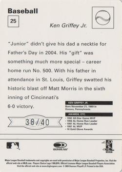 2005 Leaf - Sportscasters 40 Red Throwing-Glove #25 Ken Griffey Jr. Back