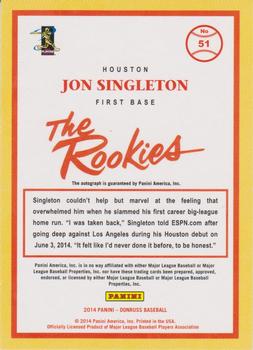 2014 Donruss The Rookies - Signature Series #51 Jon Singleton Back