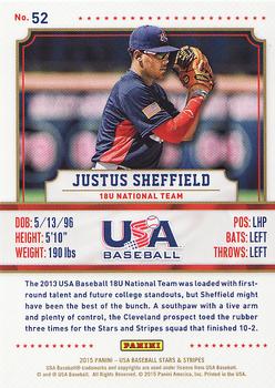 2015 Panini USA Baseball Stars & Stripes - Longevity (Retail) #52 Justus Sheffield Back